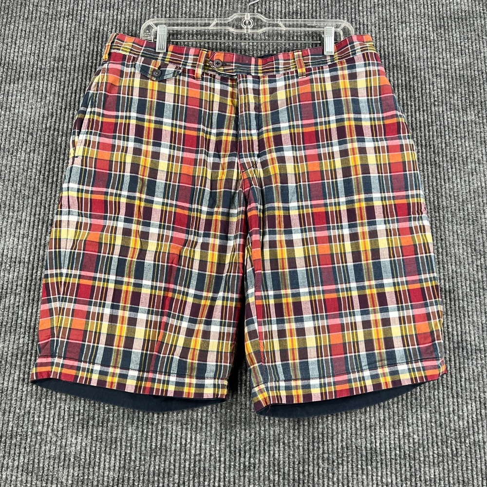 Polo Ralph Lauren Reversible Shorts Mens 35 Plaid Blue Casual Comfort Cotton